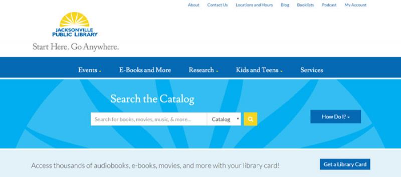 Homepage of jaxpubliclibrary.org
